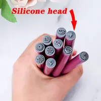 4/6/10pcs Pink Nail Art Stamp Pen Nail Art Stamp Pen Handicraft Nail Art Flower Stamp Nail Diy Graffiti Stamp Pen Dotting Tools 2