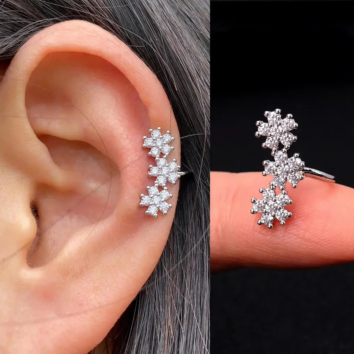 1pc Mode niedliche Blume cz Blatt Ohr manschette Clips am Ohrring für Frauen Mädchen kein gefälschter Piercing Knorpel Ohrring Ohrring ohne Loch – Detail 19