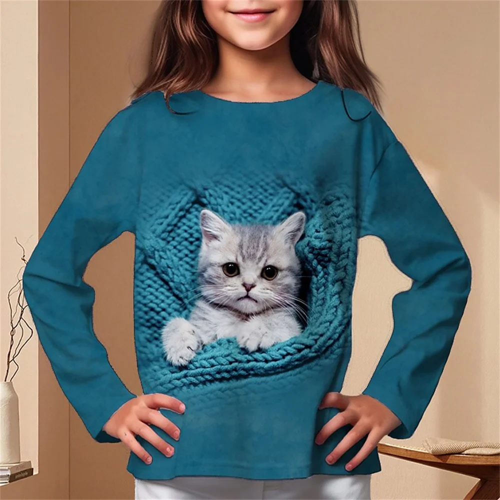 thumbnail image 1 of Ropa para niños de 8 a 14 años, linda camiseta de otoño 2023, informal, con estampado de manga larga, camisetas blancas de moda, ropa para niñas, 1 of 5