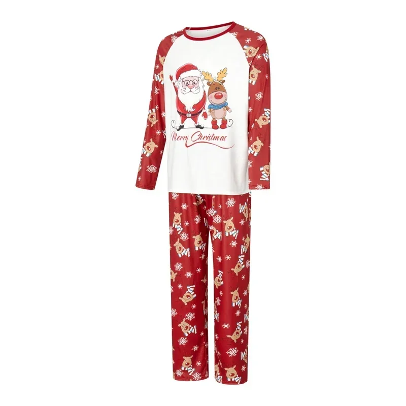 Christmas Family Pajamas Matching Set Santa Elk Print Long Sleeve Tops and Pants 2 Pieces Loungewear Soft Sleepwear women pajamas set women pajama suit cotton pajamas set