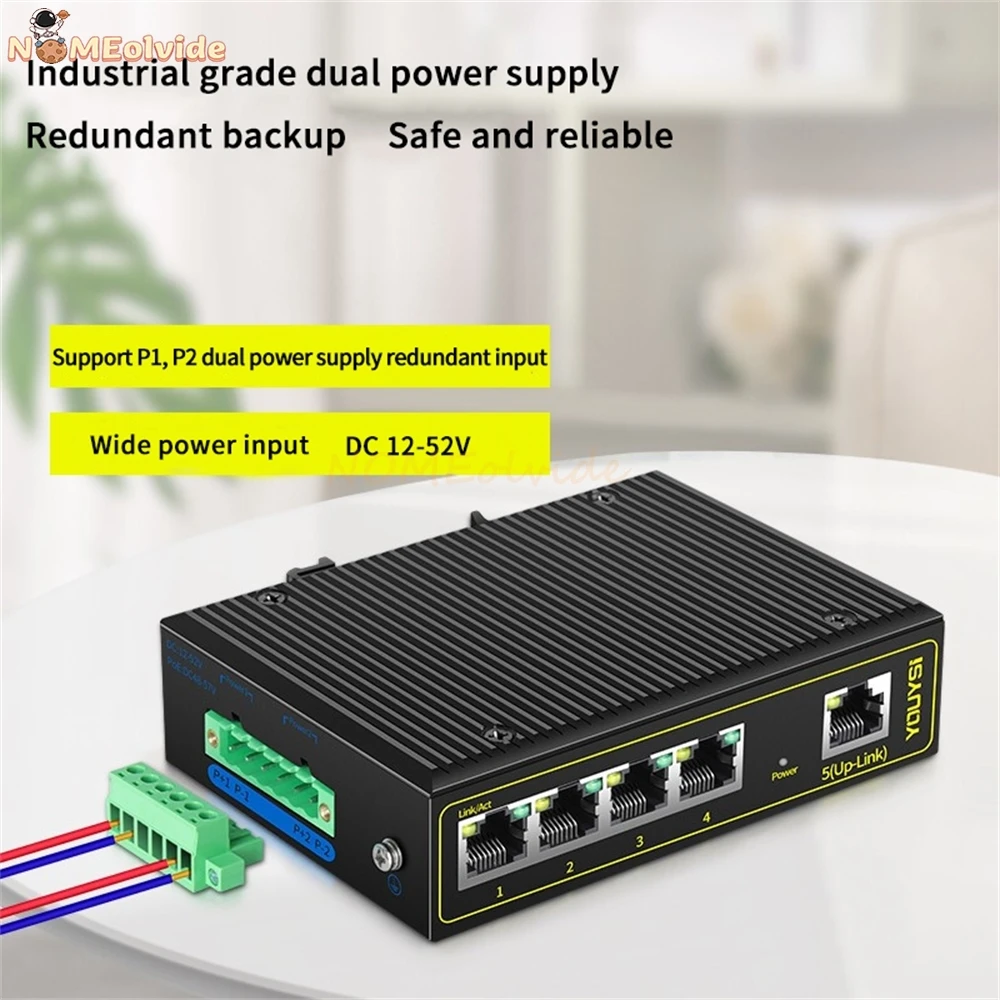 

Industrial Ethernet Switch Fast Network 5 Port 10/100Base-T DIN IP40 Outdoor Network Switch High Quality
