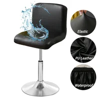 Pu Leather Bar Chair Cover Elastic All-inclusive Office Chair Slipcovers Waterproof Short Back Chairs Protector Case Home Decor 1