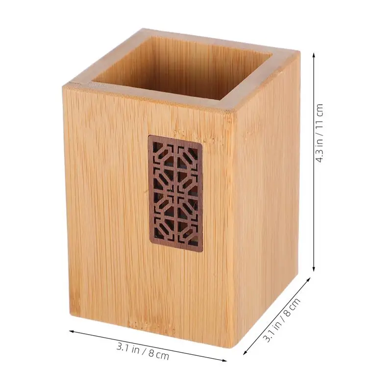 Bamboo Pen Holder Carvings Desk Organizer Home Pencil Stand Pen And Pencil Cup For Office School Desktop Storage
