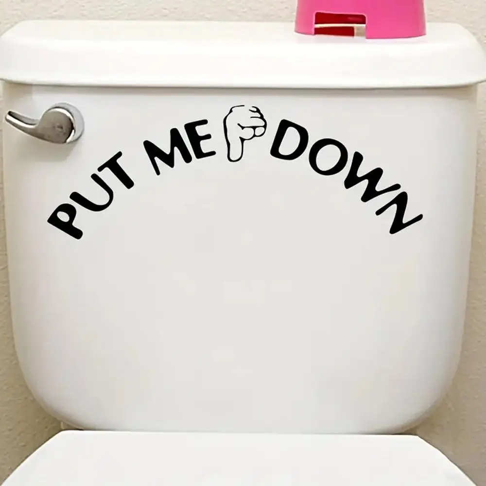 1 pc put me down gesture toilet sticker Self Adhesive Vinyl Waterproof Wall Art Decal for WC washroom Waterproof Wall Art Decal