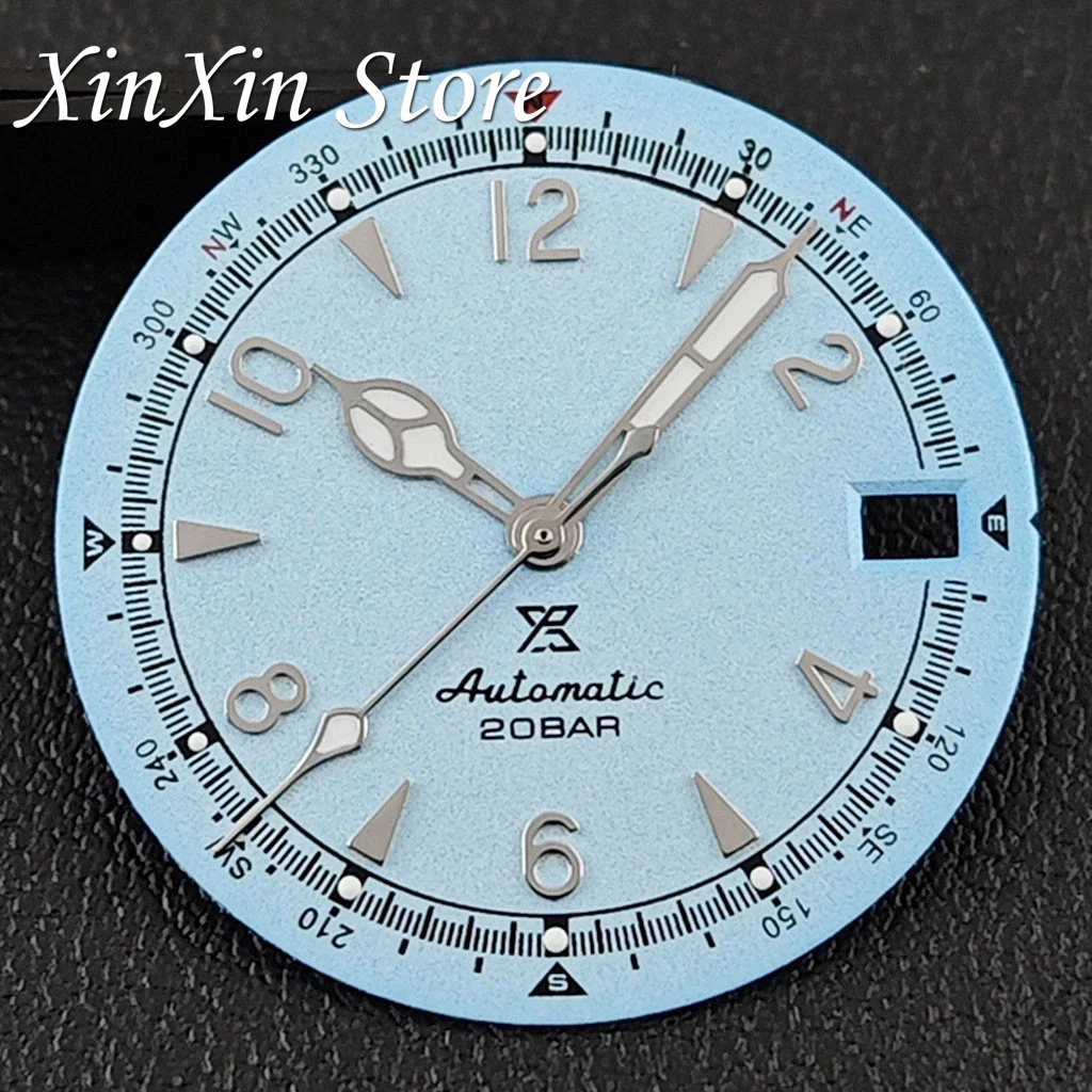 Green Luminous Retro Matte Watch Dial with Hands, 28.5mm