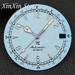 Matte Green Luminous Retro Watch Dial with Hands - 28.5mm (Sky Blue)