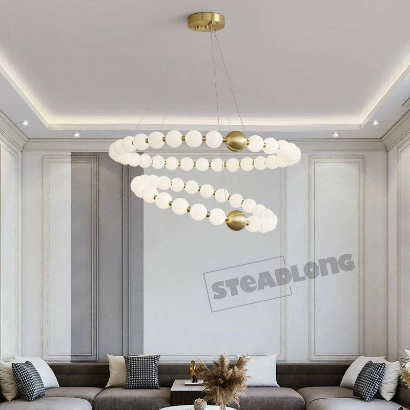 

Modern LED Ceiling Chandeliers All Copper Pendant Lamp For Living Room Bedroom Magic Beans Hanging Light Lustre Decor Fixtures