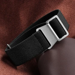 Versatile Nylon Braided Watch Band Elastic Strap - Sport Bracelet - 22mm (Black - Silver)