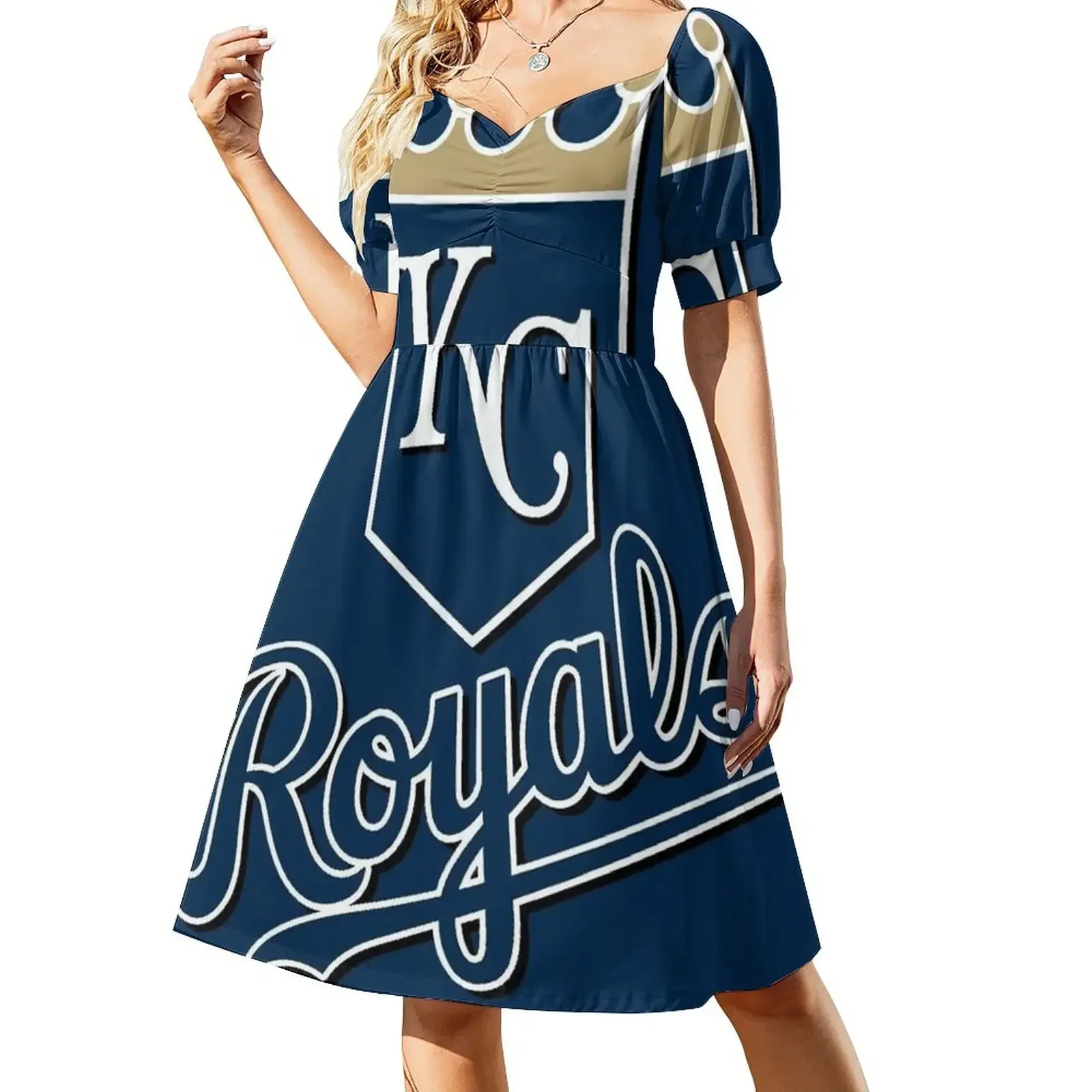 thumbnail image 1 of Vestido de manga corta Kc Royals, elegante vestido largo de verano para mujer, vestidos de mujer, vestido de noche de lujo para mujer, 1 of 7