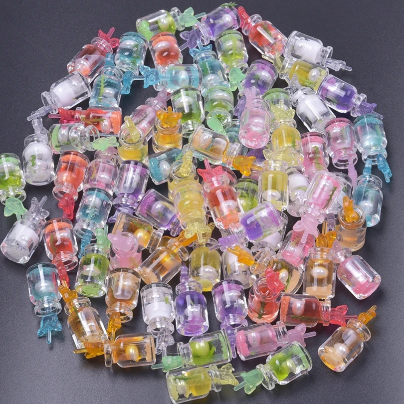 

10/20pcs/Lot Animal Swan Pearl In The Bottle Resin Charms For Jewelry Making Supplies Random Mix Colorful Pendant DIY Earrings