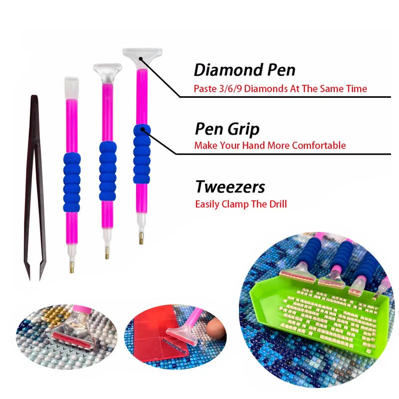 28 Grids Diamond Painting Tools Storage Box with Funnel Sticker Pen Diamond Painting Embroidery Accessories Container 6