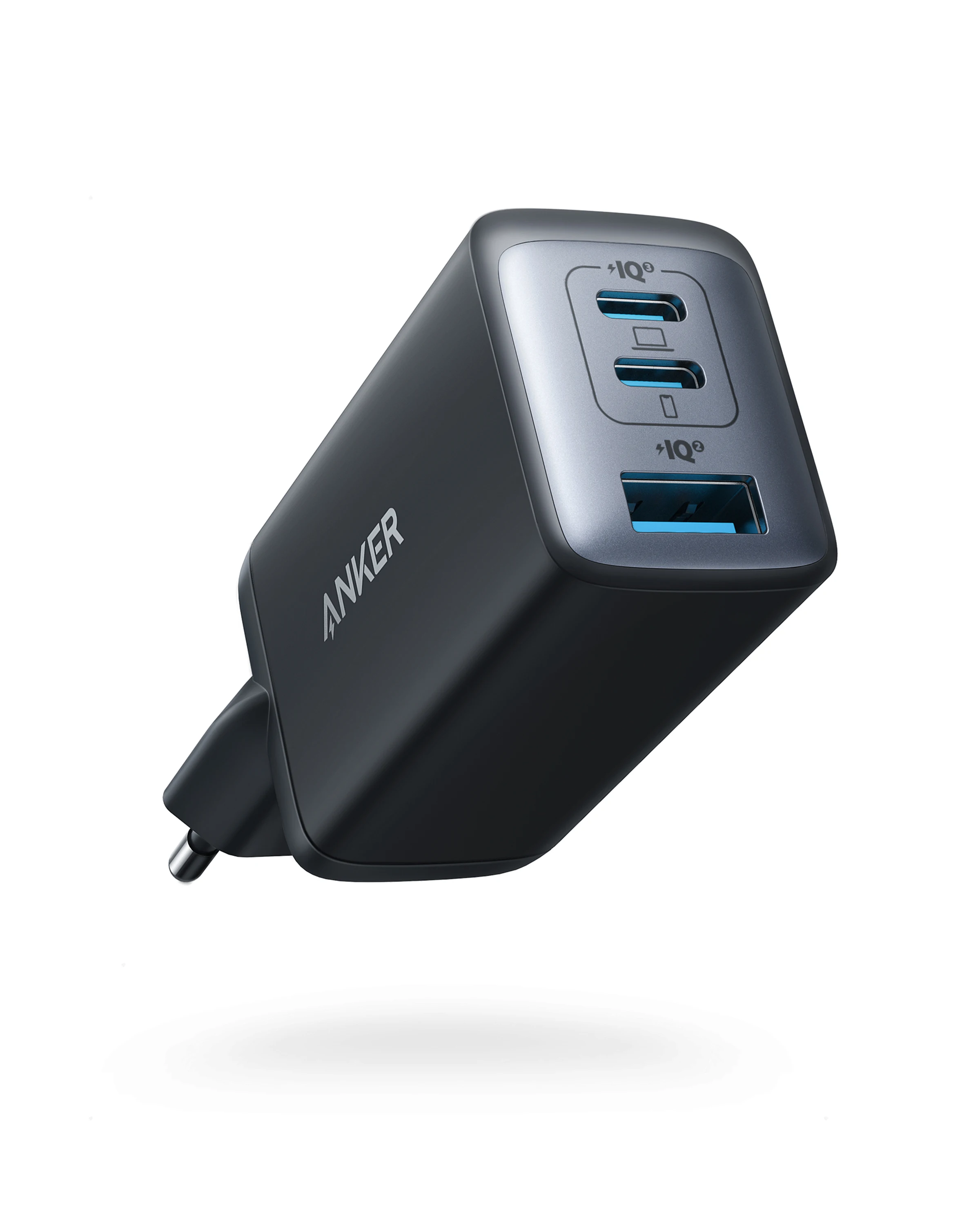 מטען ננו Anker, 65W 3 יציאות מהיר קומפקטי מתקפל USB C, עבור MacBook Pro/Air, iPad Pro, Galaxy S20, iPhone 17/16 Pro