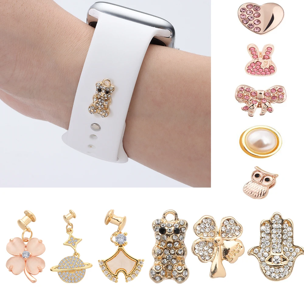 DIY Decoration Ring for iWatch/Galaxy watch 4/Classic/3 Bracelet Band Silicone Watch Band Globe Decorative Nails smart watch silicone wrist strap silicone watch strap silicone watch band watch strap smart bracelet strap