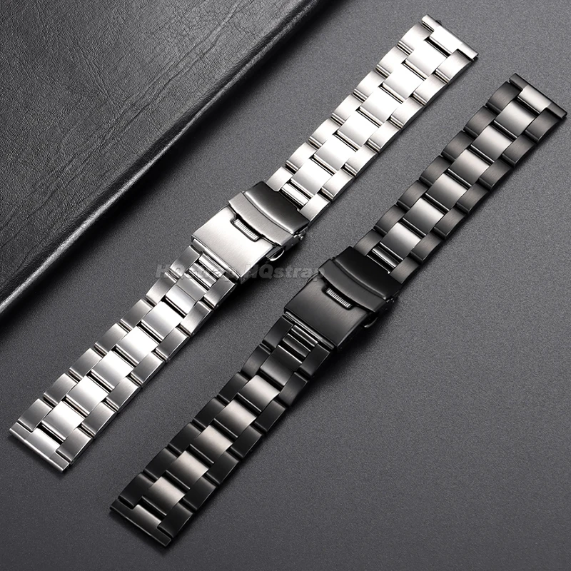 Premium Solid Stainless Steel Watch Strap with Double Safety Fold Buckle