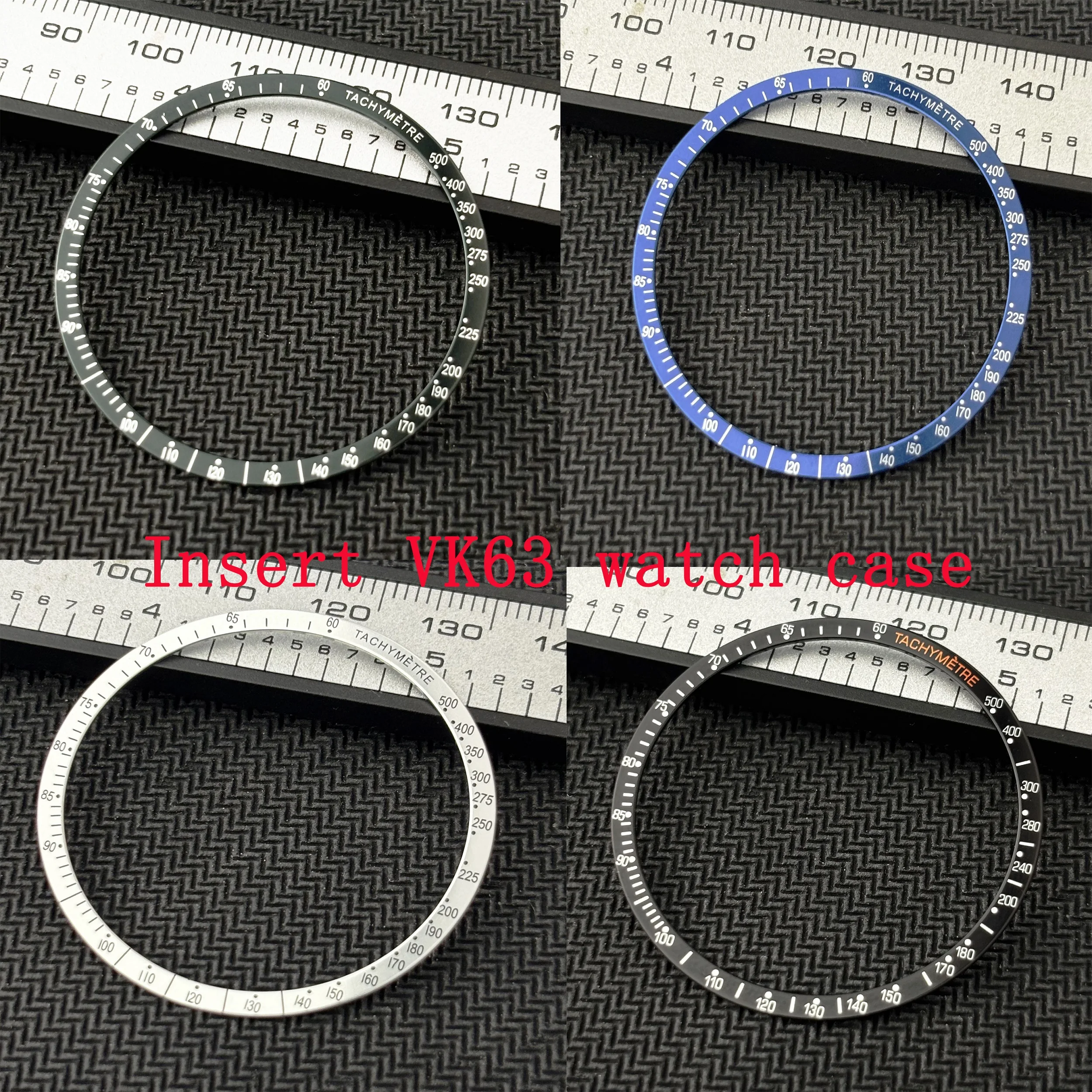 Flat Aluminum Bezel Men Watch Insert vk63 Case Watch Accessories Parts For VK63quartz Movement Watches 38.5*34mm