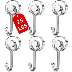 Heavy Duty Swivel Magnetic Hooks for Kitchen and Refrigerator - Black and Silver Finish (6pcs - silvery)