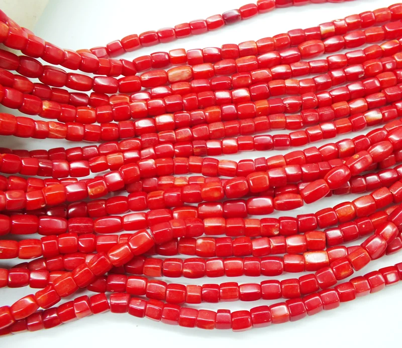 

2PCS 5X5MM Faceted Red Coral Loose Beads 15 inch
