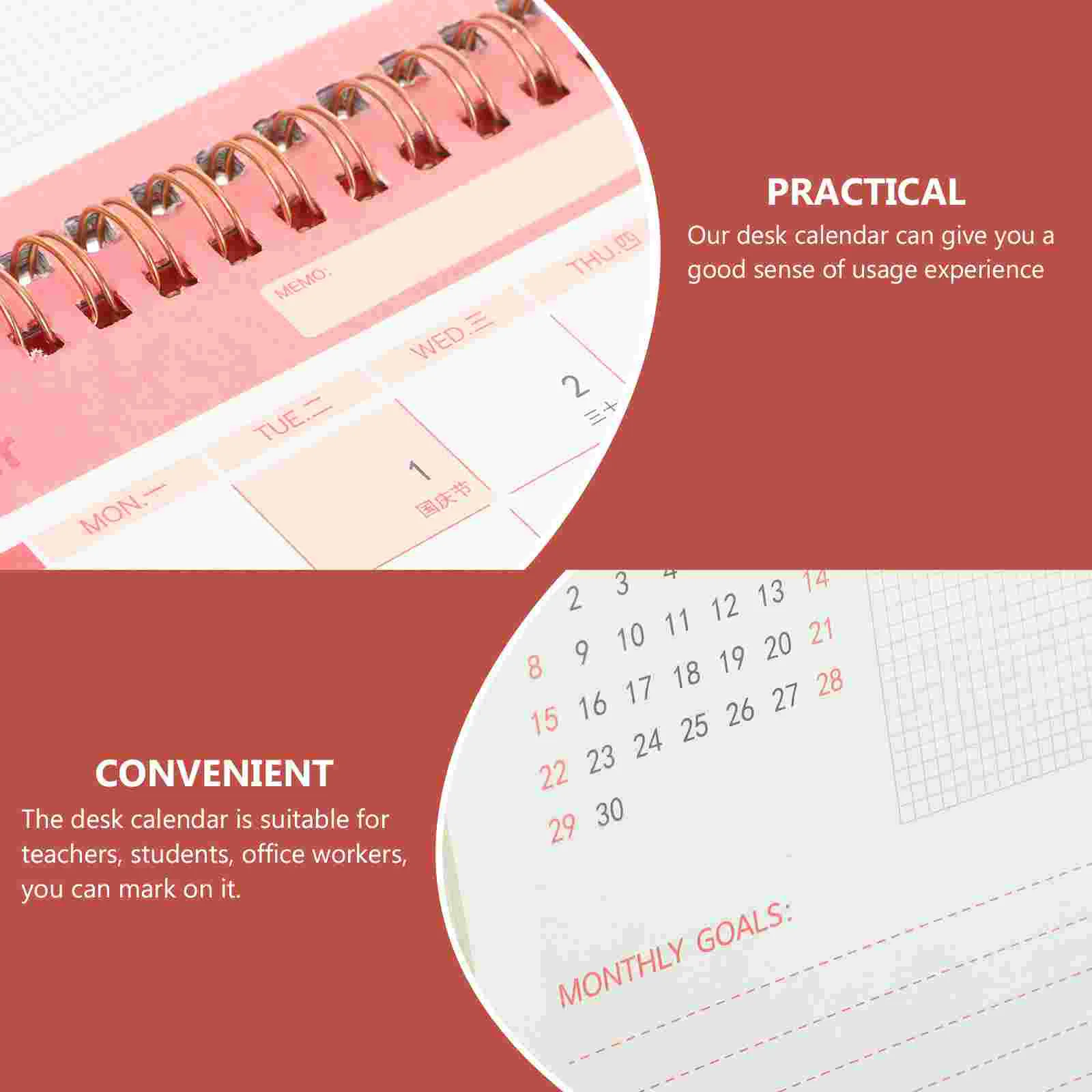 Pink Pink Office Supplies Standing Calendar Pink Office Small Monthly Planner Table Office Mini Tabletop Schedule Wall
