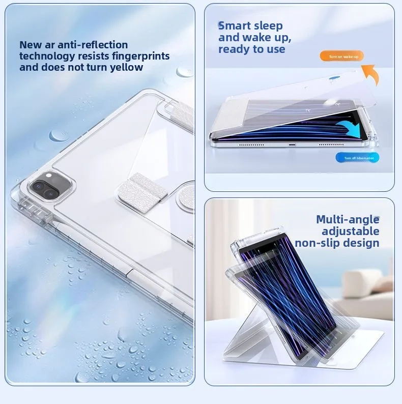 Für iPad Schutzhülle Air4/5 Eiskristall-Schale 12,9 Zoll Stifthalter Hohe Transparenz 10,5 Zoll Magnetische Befestigung – Detail 5