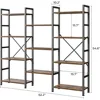 Triple 4 Tier Bookshelf, Bookcase with 11 Open Display Shelves, Wide Book Shelf Book Case for Home & Office, Rustic Brown 3