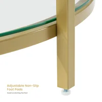 JHK 31IN Marble Round Coffee Table For Living Room 2-Tier Center Counter with Storage Metal Frame Glass Base Tables Modern 4