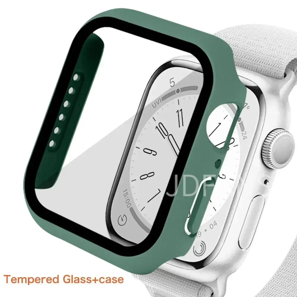 Durable Glass Screen Protector & Protective Bumper Case for Apple Watch Accessories