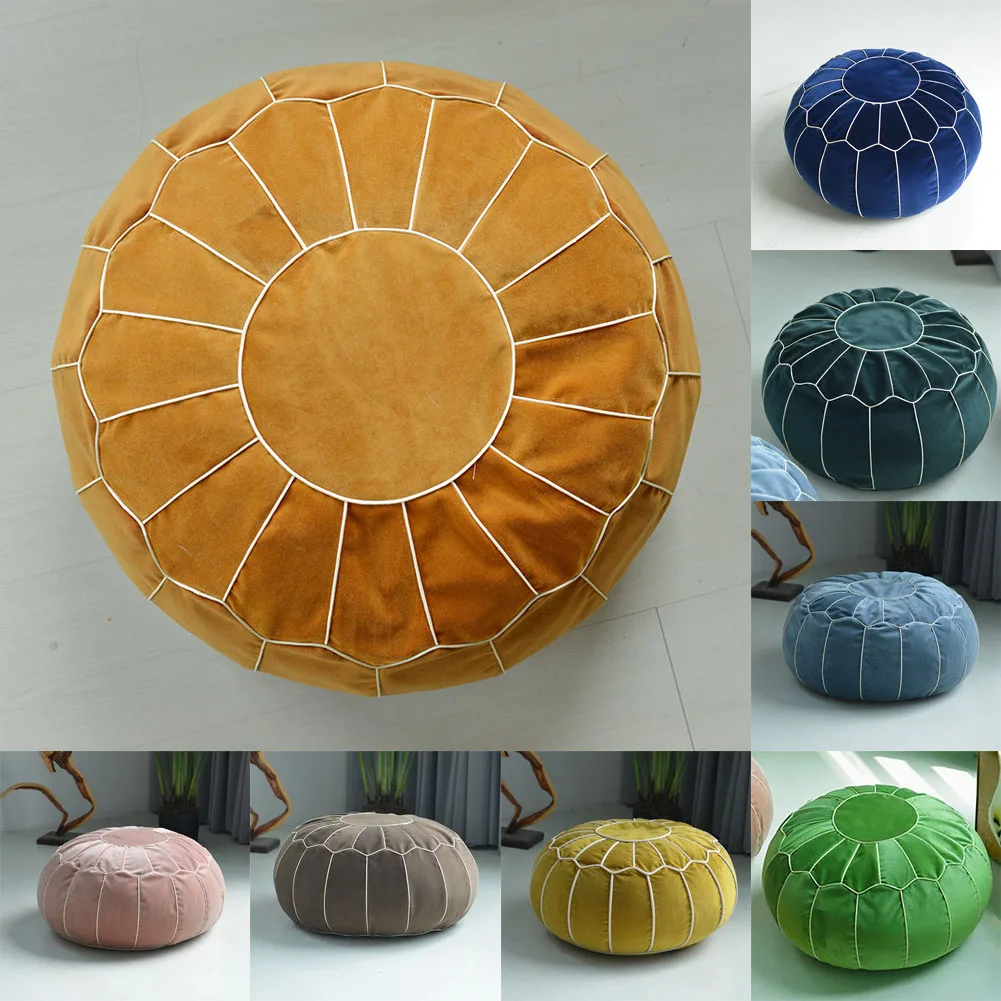 

50x30cm Velvet Moroccan Pouf Candy Color Creative Futon Tatami Ottoman Footstool Unstuffed Cushion