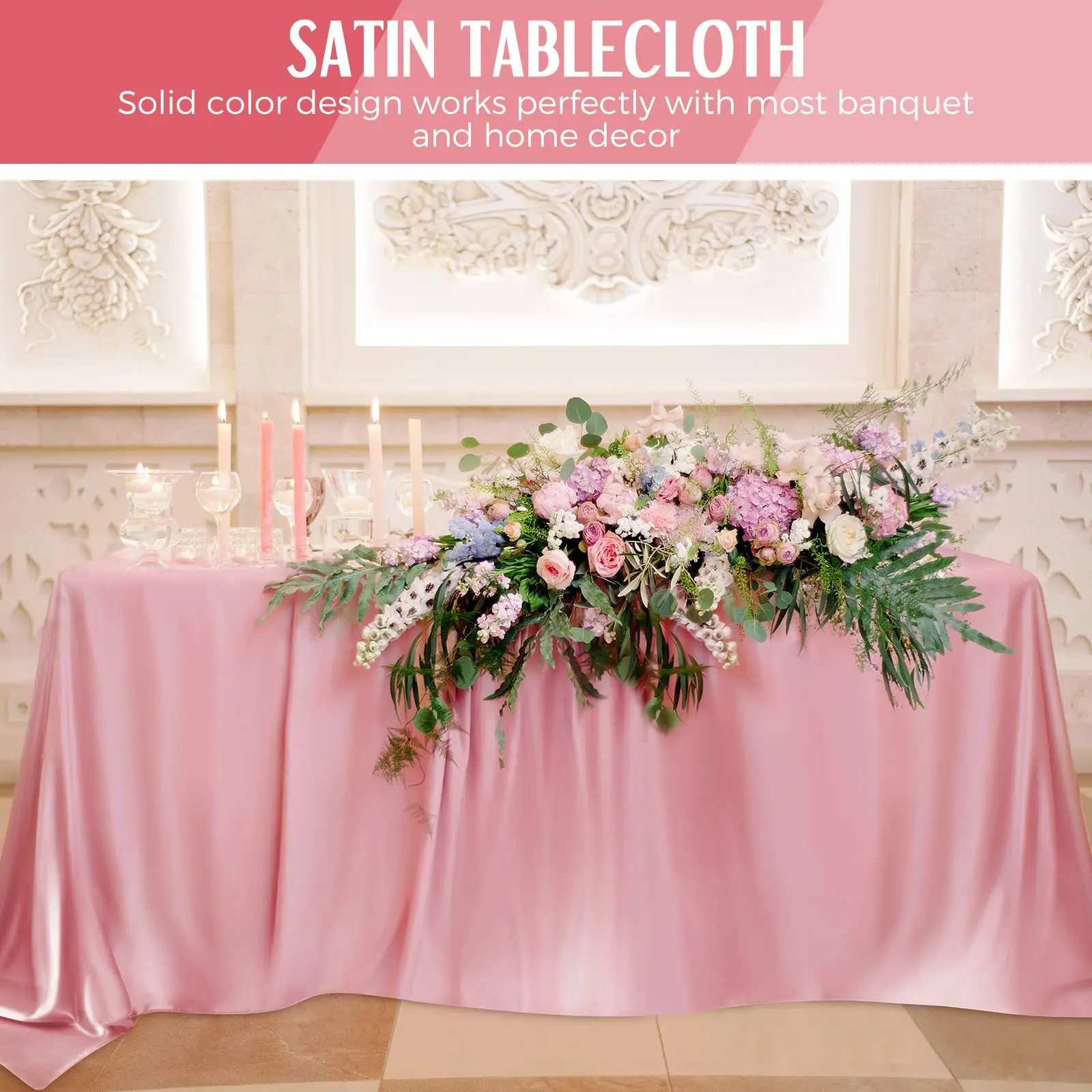 Rose gold Imitation Silk Satin Wedding Solid Color Rectangular Banquet Rable Tea Table Cloth Tablecloth 2