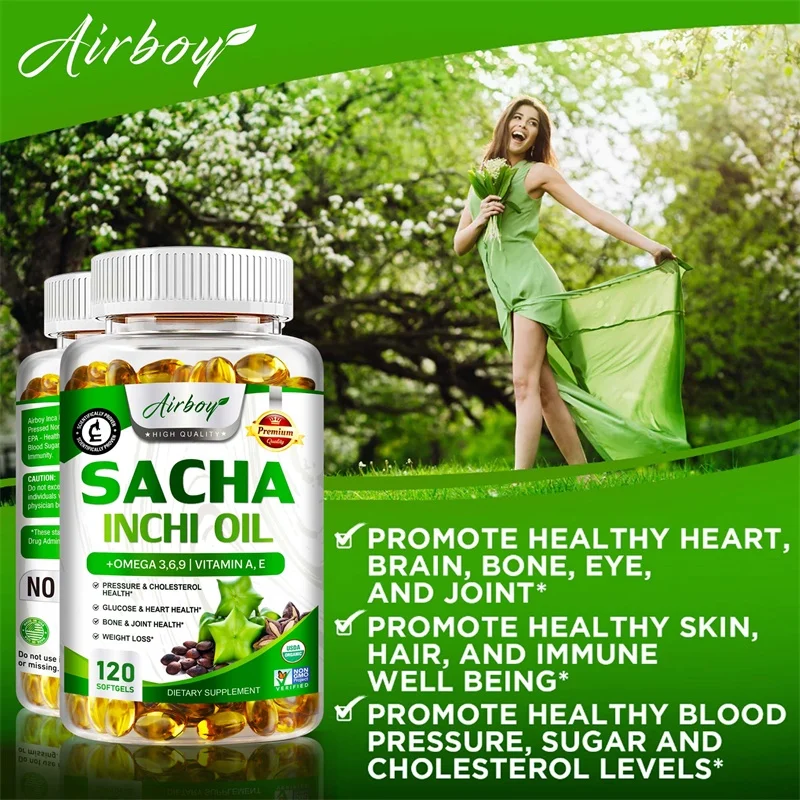 Sacha Inchi Oil Capsules Balances Cholesterol Levels Supports Heart Brain Eye Immune System Health