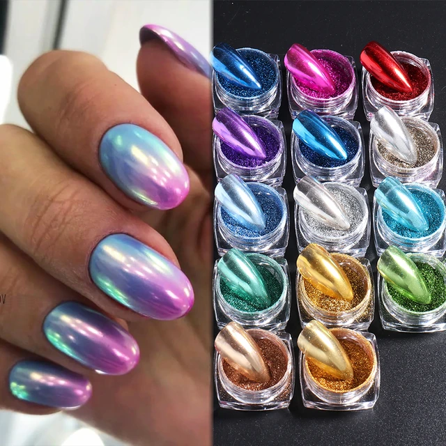 4 Colors Gold Silver Metallic Chrome Nail Powder Set Magic Mirror Rubbing  Glitter Gel Polish Pigment Flakes Manicure Accessories - AliExpress