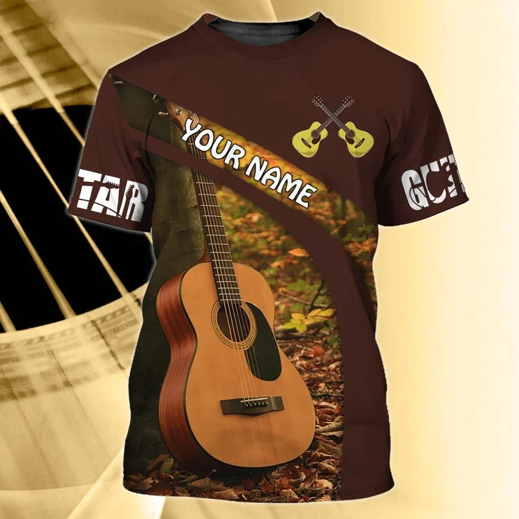 Neueste Sommer Mode männer T-shirt Gitarre Personalisierte Name 3D Gedruckt t-shirt Unisex Casual T-shirt Gitarre Liebhaber Hemd DW134 – Detail 19