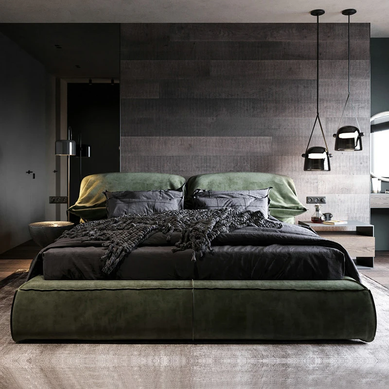 Home Furniture Modern Leather Double Bed King/Queen Size Frame With Storage Space Bedroom Furniture Elephant Ears Beds