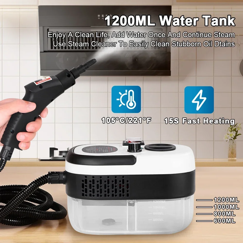 Steam Cleaning Machine Steam Cleaner High Temperature Disinfection Air Conditioning Kitchen Range Hood Machines with Brush Heads for Kitchen Furnitures