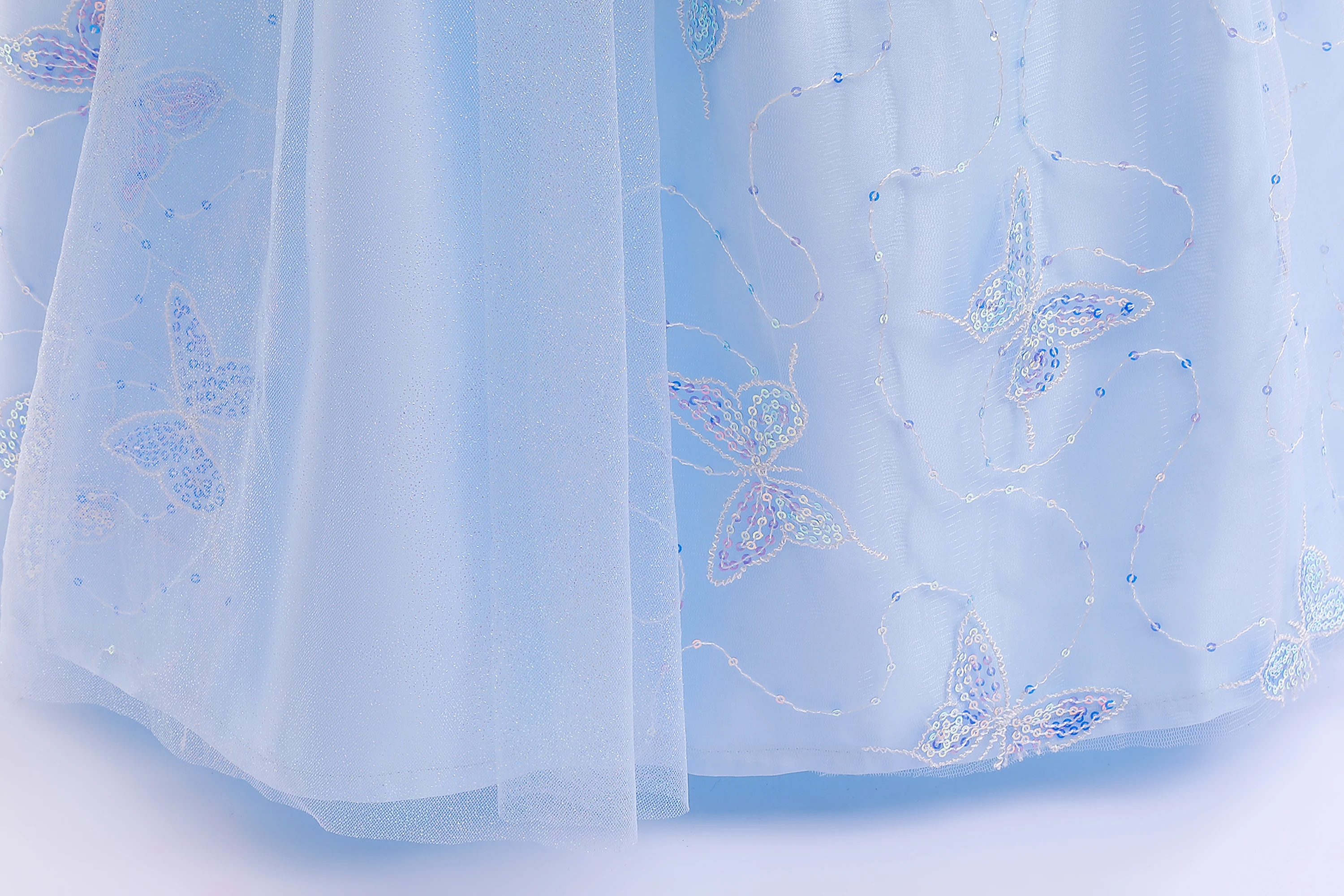 Mädchen Party Kleider Cinderella Mädchen Blau Cosplay Kostüm Pailletten Schmetterling Prinzessin Kleid Mit Zubehör Kinder Karneval Kleid – Detail 15