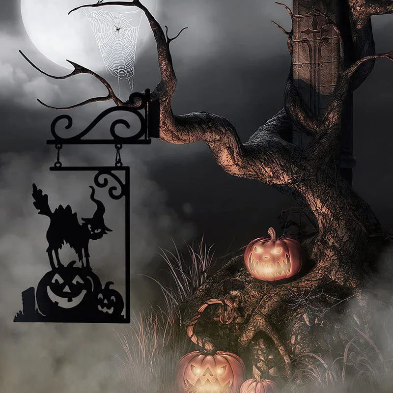 

Halloween Silhouette Decoration Halloween Decorative Ornaments Metal Silhouette Pendant Wall Decoration Door Hanging