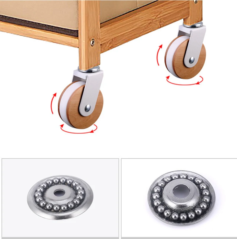 2,5-Zoll-Schraubrollen, Massivholz-Dekor, Hotel-Restaurant-Trolley-Rollen, 4er-Set, leicht, Gesamtlastkapazität 200 lbs – Detail 3