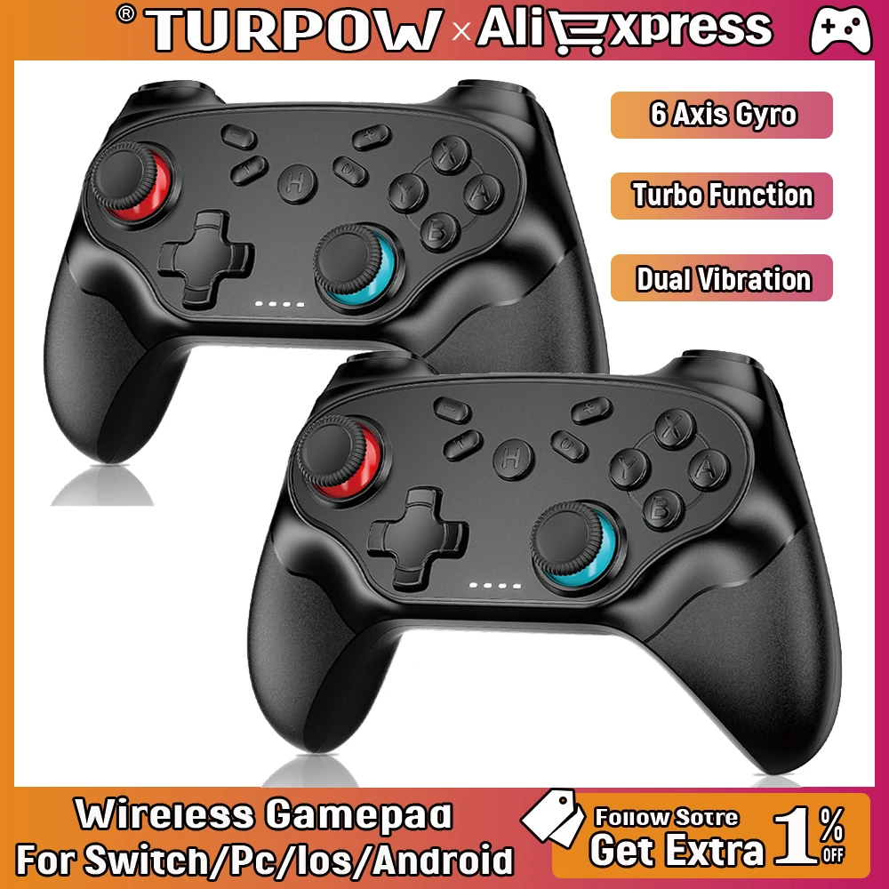 Turbo Game Joystick Switch Kabelloser Bluetooth-Gamepad für Nintendo Switch/Pro/OLED/PC-Konsolencontroller_voghion.com