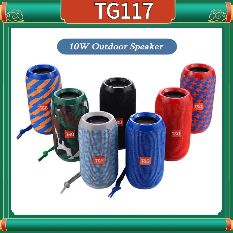 Bluetooth speaker Portable speaker TG117 Outdoor Bluetooth Speaker Portable Wireless Speaker Column Dual Bass Sound Bar Subwoofer Music Player Loudspeaker FM Radio