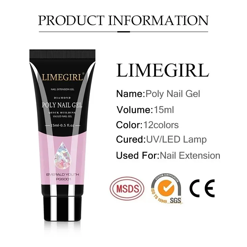 Poly Nail Gel Set With 6W LED Lamp Nail Extension Gel Kit Soak Off UV Gel Acrylic for Beginne Manicure Tools Kit 6