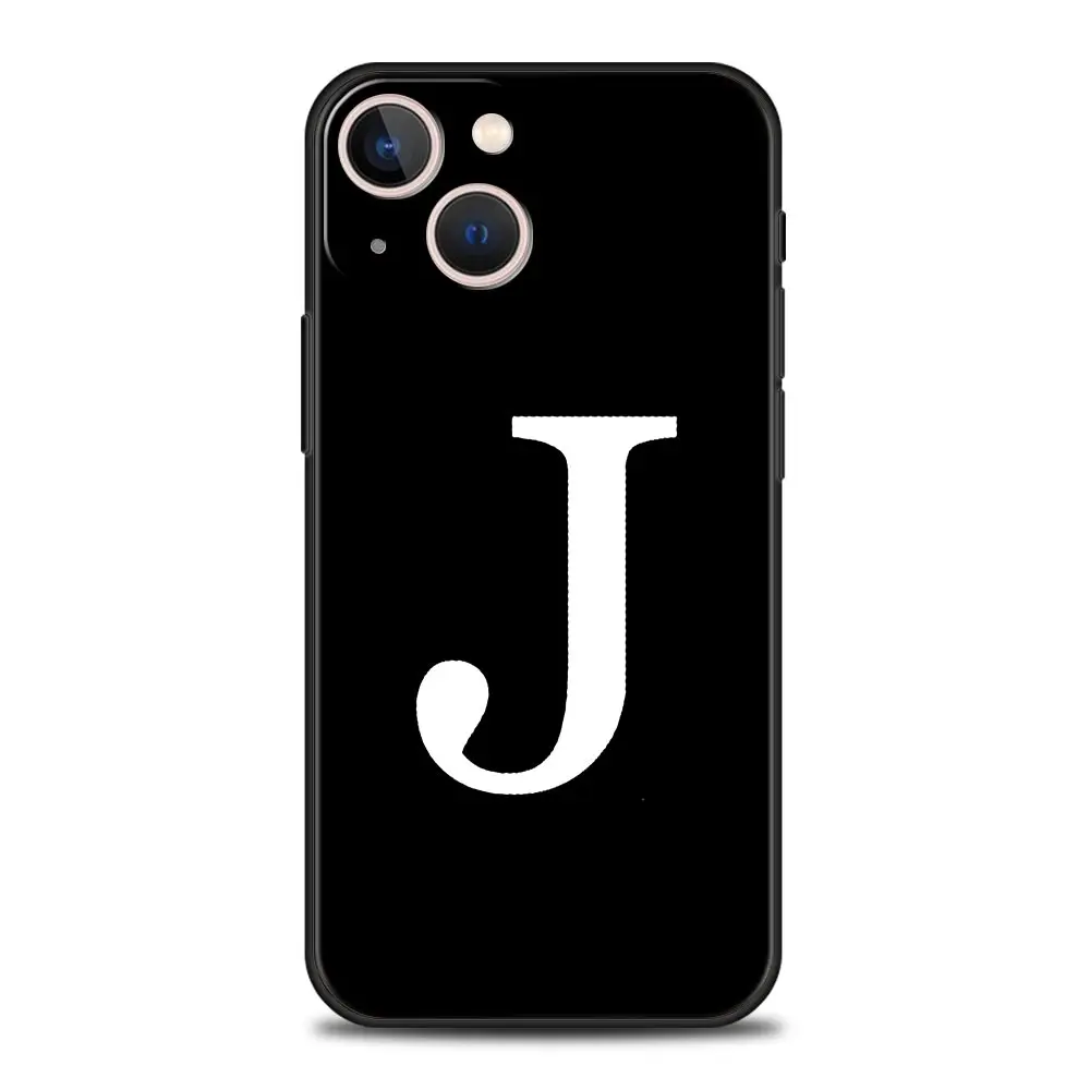 Elegant Customizable Initial Letter Black Phone Case - Luxury Fashion Cover