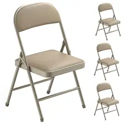 Vebreda 4 Pack Folding Chairs with Padded Seats for Outdoor & Indoor Events Office Wedding Party 330lbs Capacity khaki