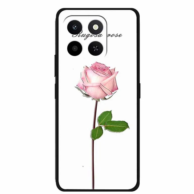 Embossed Floral Black Silicone Soft Back Cover - 3D Protective Case