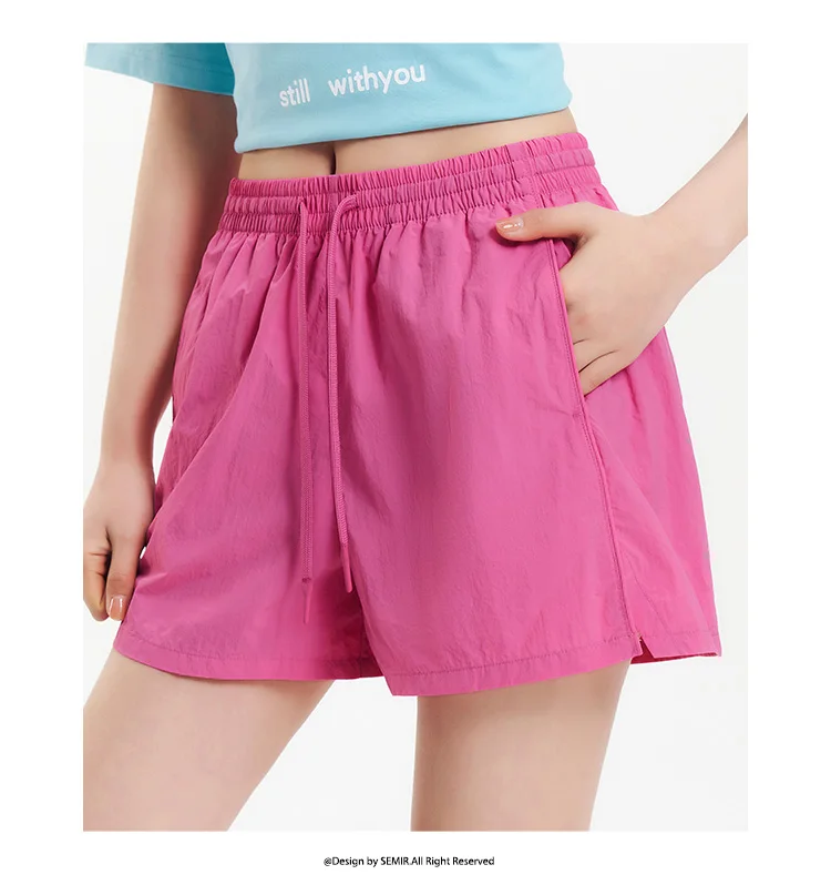 Semir Casual Pants Women Cool Feeling Loose Slimming 2025 New Summer Moisture Wicking Split Hem Textured Shorts Minimalist
