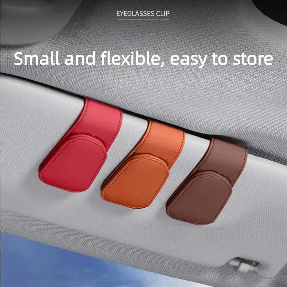 Magnetic Leather Eyeglass Hanger Clip Universal Car Sunglasses Holder For Cars Ticket Card