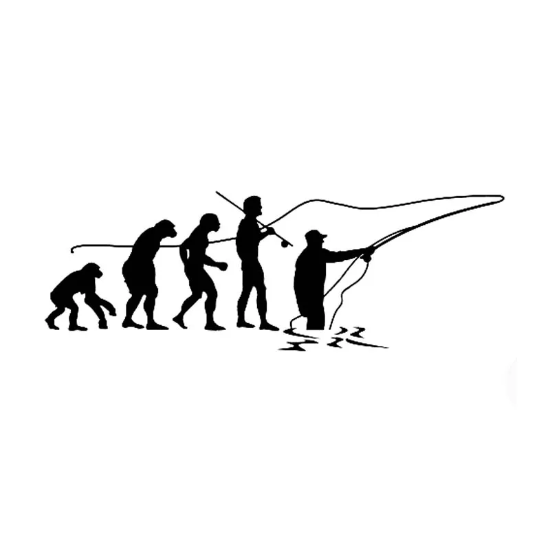 

Fly Fishing Evolutionary Fashion High-end Decorative Decal Personalized Car Stickers Sunscreen Waterproof Black/white,17cm*6cm