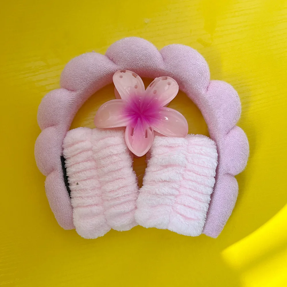 Cloud Fluffy High Crown Gesichtswasch-Stirnband mit rutschfester Haarspange, Armband-Set, Make-up-Geschenk für Frauen, Pflegezubehör – Detail 8