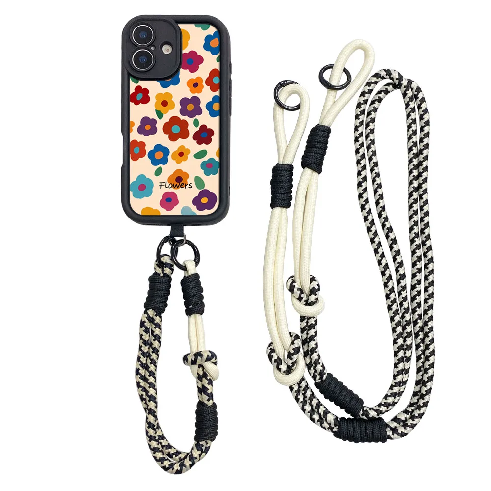 Floral Wrist Chain Crossbody Lanyard Phone Case