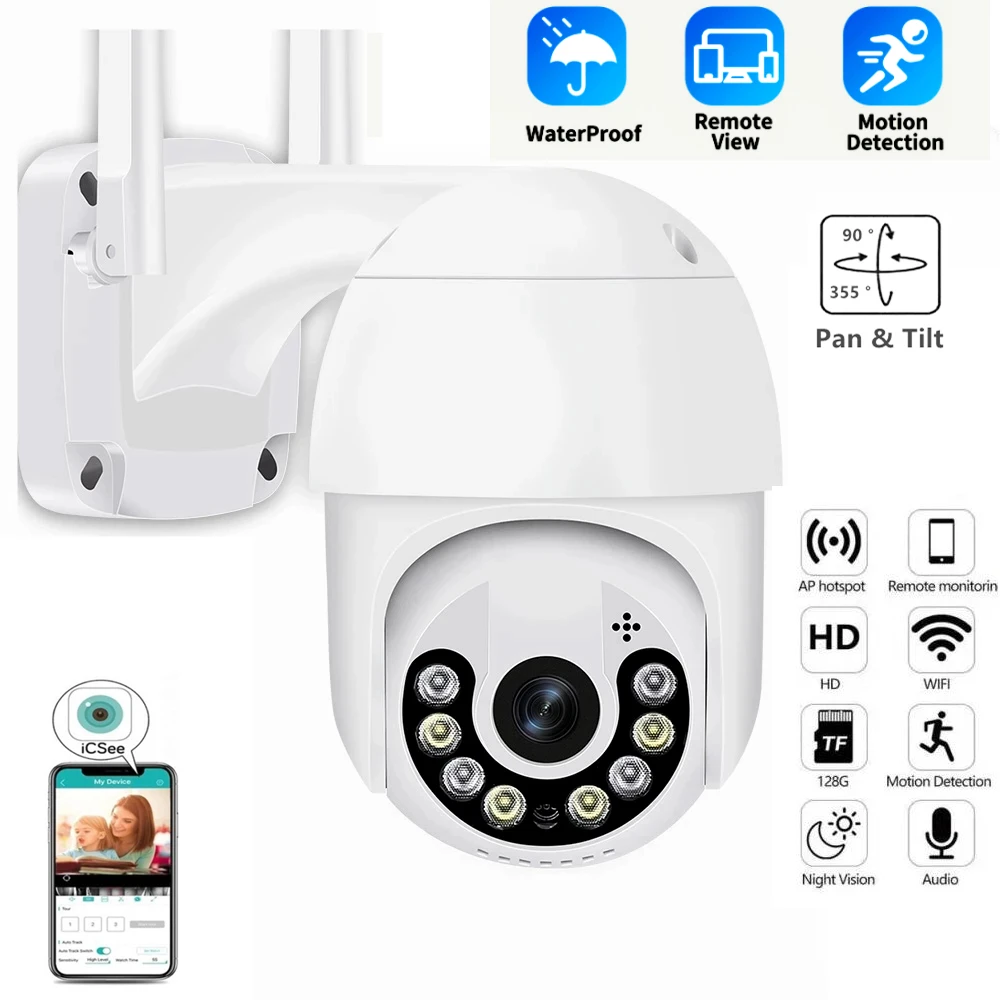 

Waterproof 8MP Wireless IP CCTV Camera 4K ICSEE Motion Detection Two Way Audio Home Security Pan Tilt Speed Video Camera