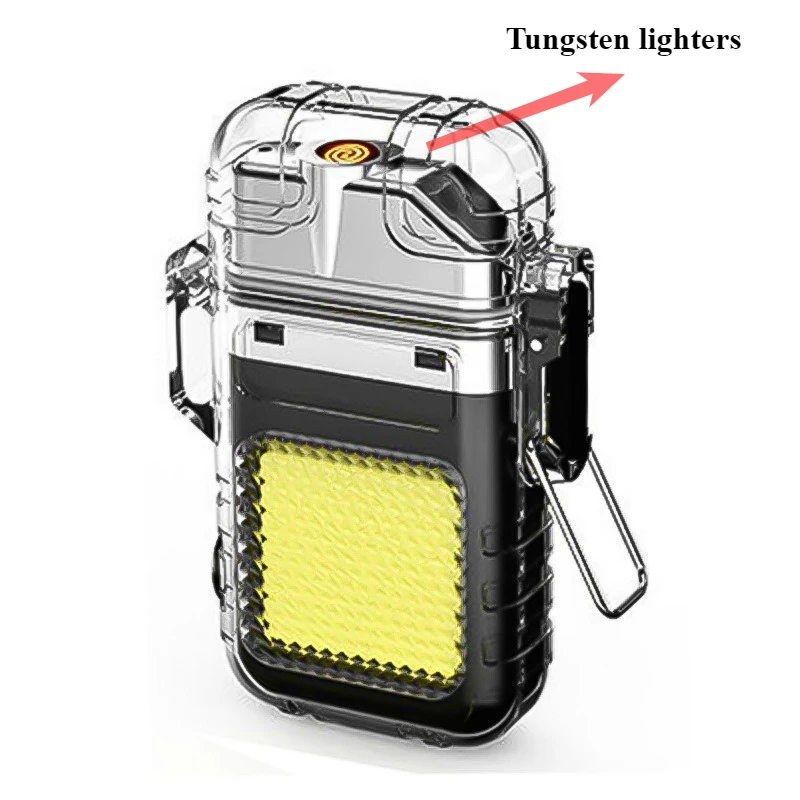 Accendino elettrico portatile USB ricaricabile impermeabile antivento accendino ad arco doppio campeggio esterno e strumento di sopravvivenza per barbecue regali