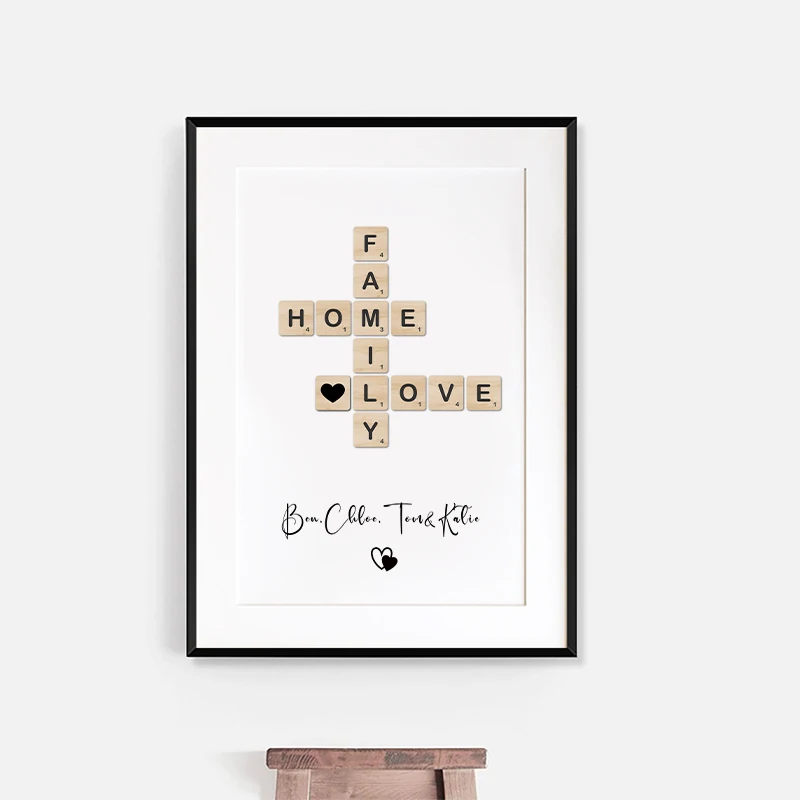 FamilyNameCustomPosterPersonalisedScrabblePrintCrosswordsPuzzle